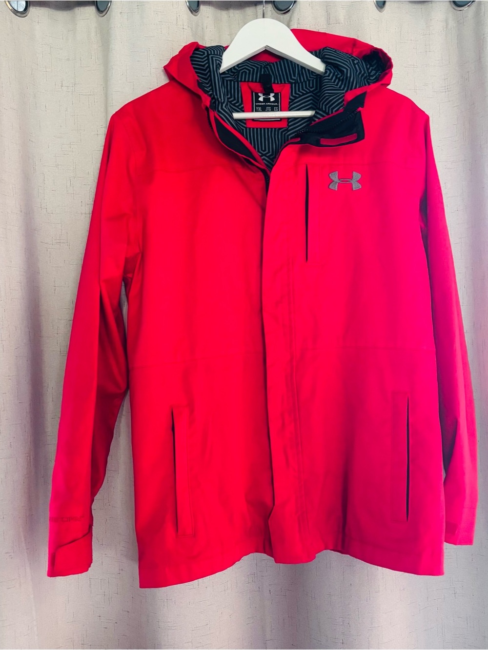 UA STORM youth XL (or adult small) Red Hooded All Weather - Performance Jacket